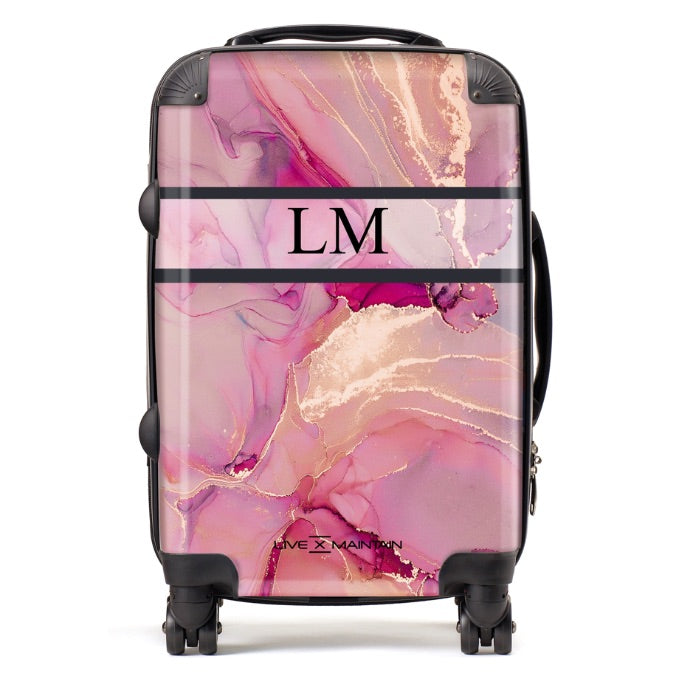 Personalised Ink Stripe Marble Initials Suitcase