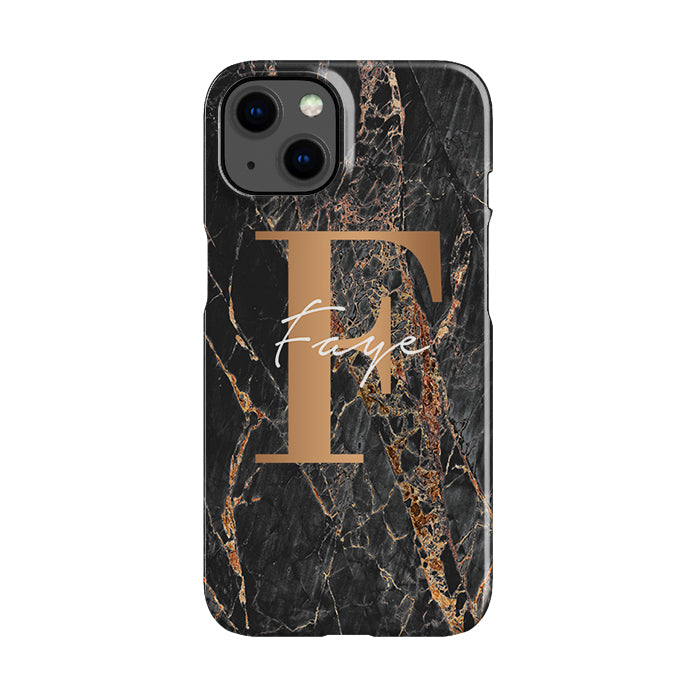 Personalised Slate Marble Bronze Initial iPhone 15 Case