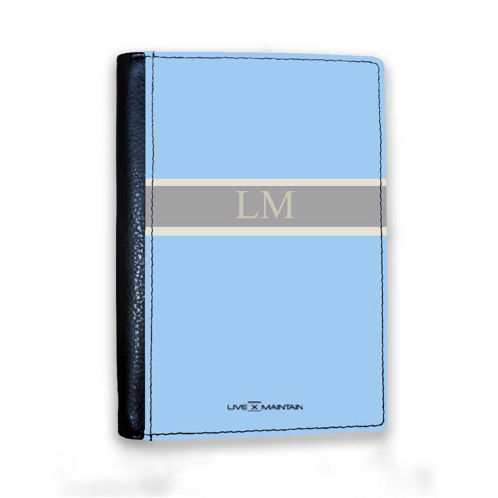 Personalised Blue Stripe Initials Passport Cover