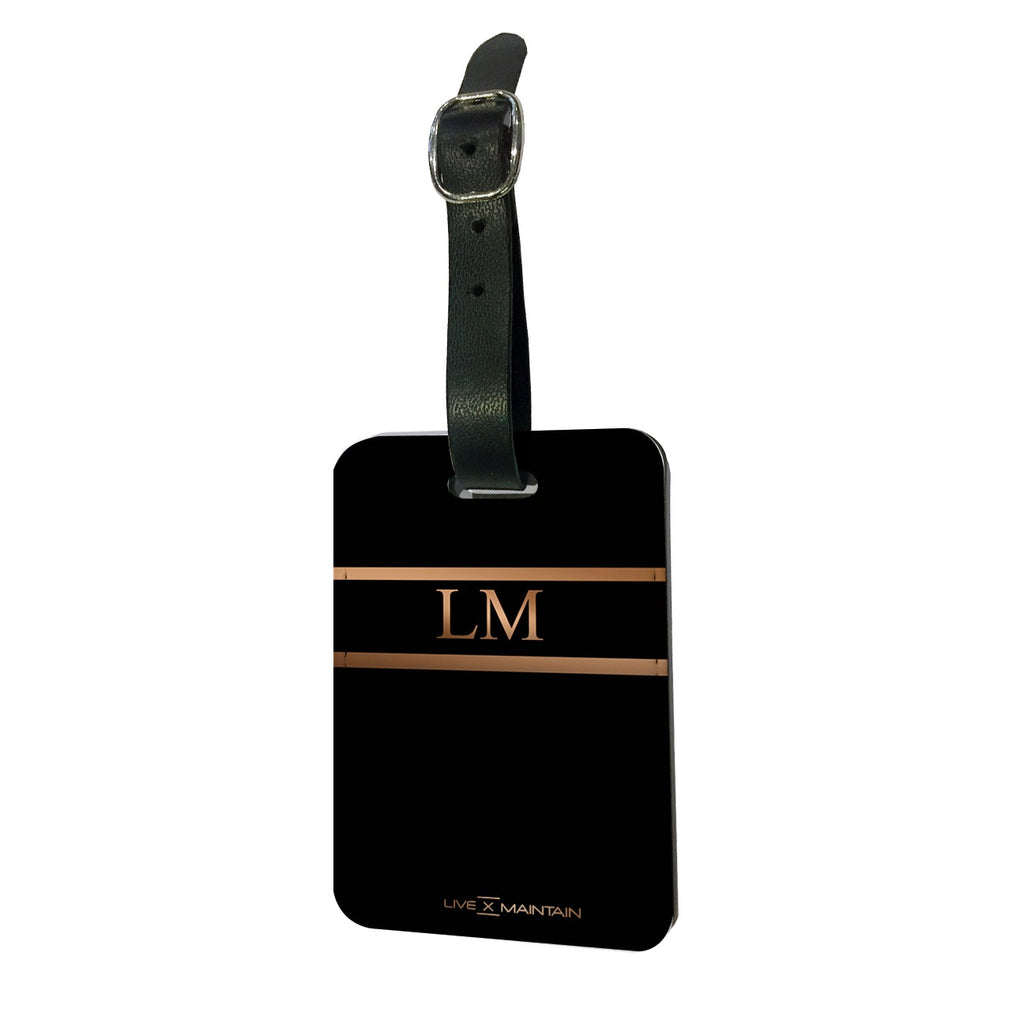 Personalised Bronze Stripe Initials Luggage Tag