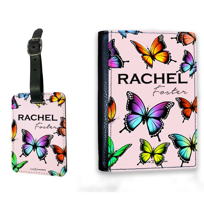 Personalised Butterfly Name Luggage Tag