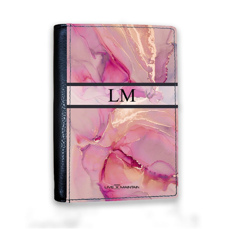 Personalised Ink Marble Stripe Initials Passport Cover