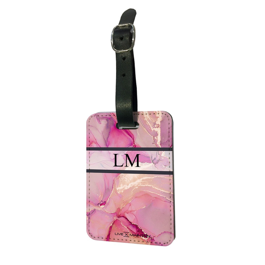 Personalised Ink Marble Stripe Initials Luggage Tag