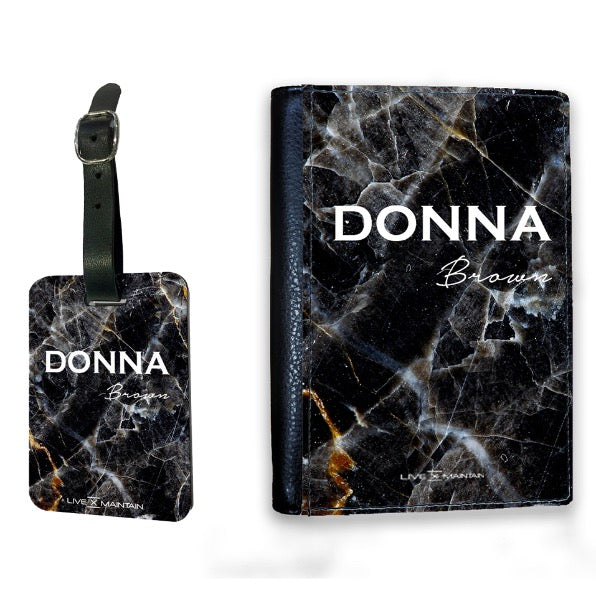 Personalised Midnight Marble Name Luggage Tag
