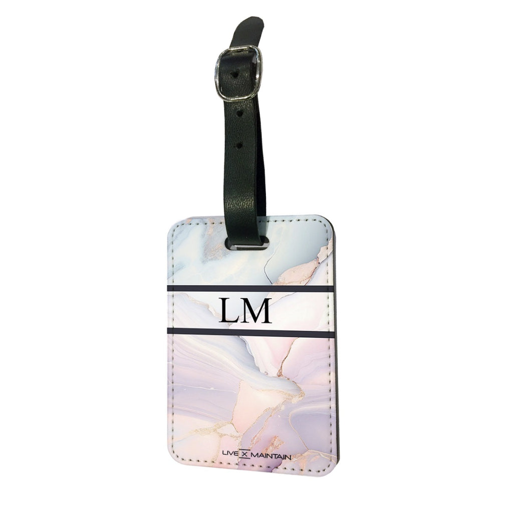 Personalised Pastel Marble Stripe Initials Luggage Tag