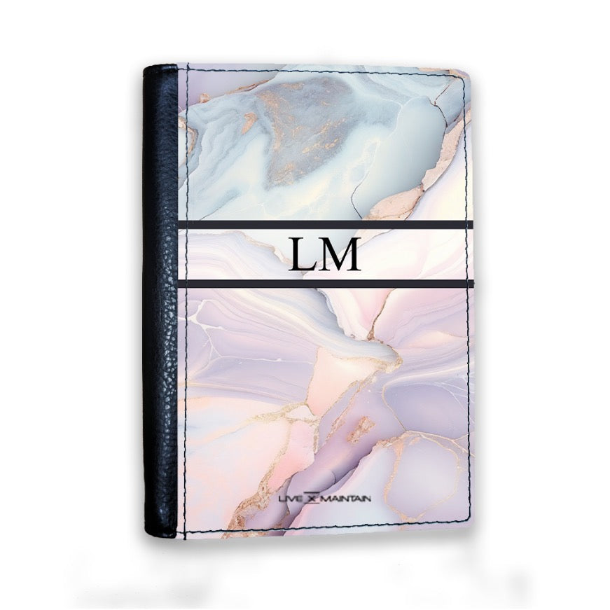 Personalised Pastel Marble Stripe Initials Passport Cover