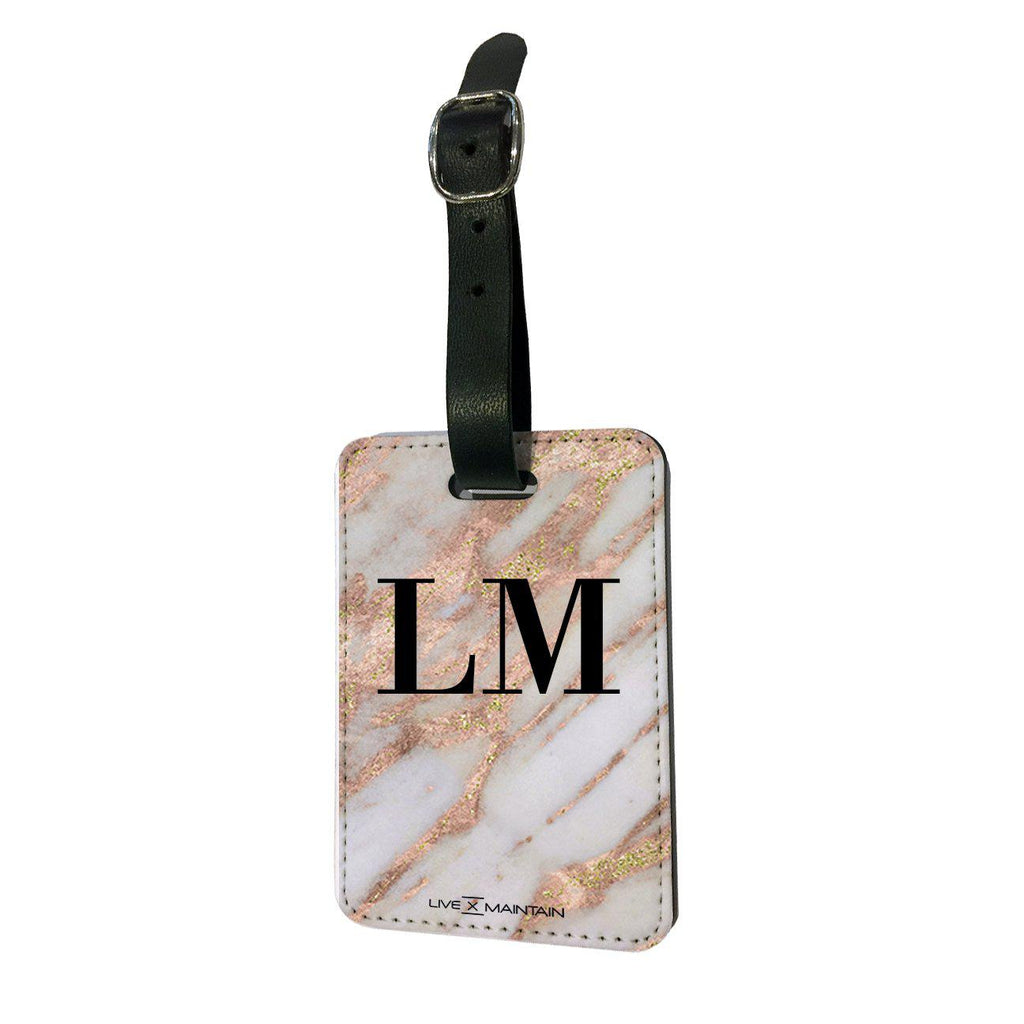 Personalised Aprilia Marble Initials Luggage Tag