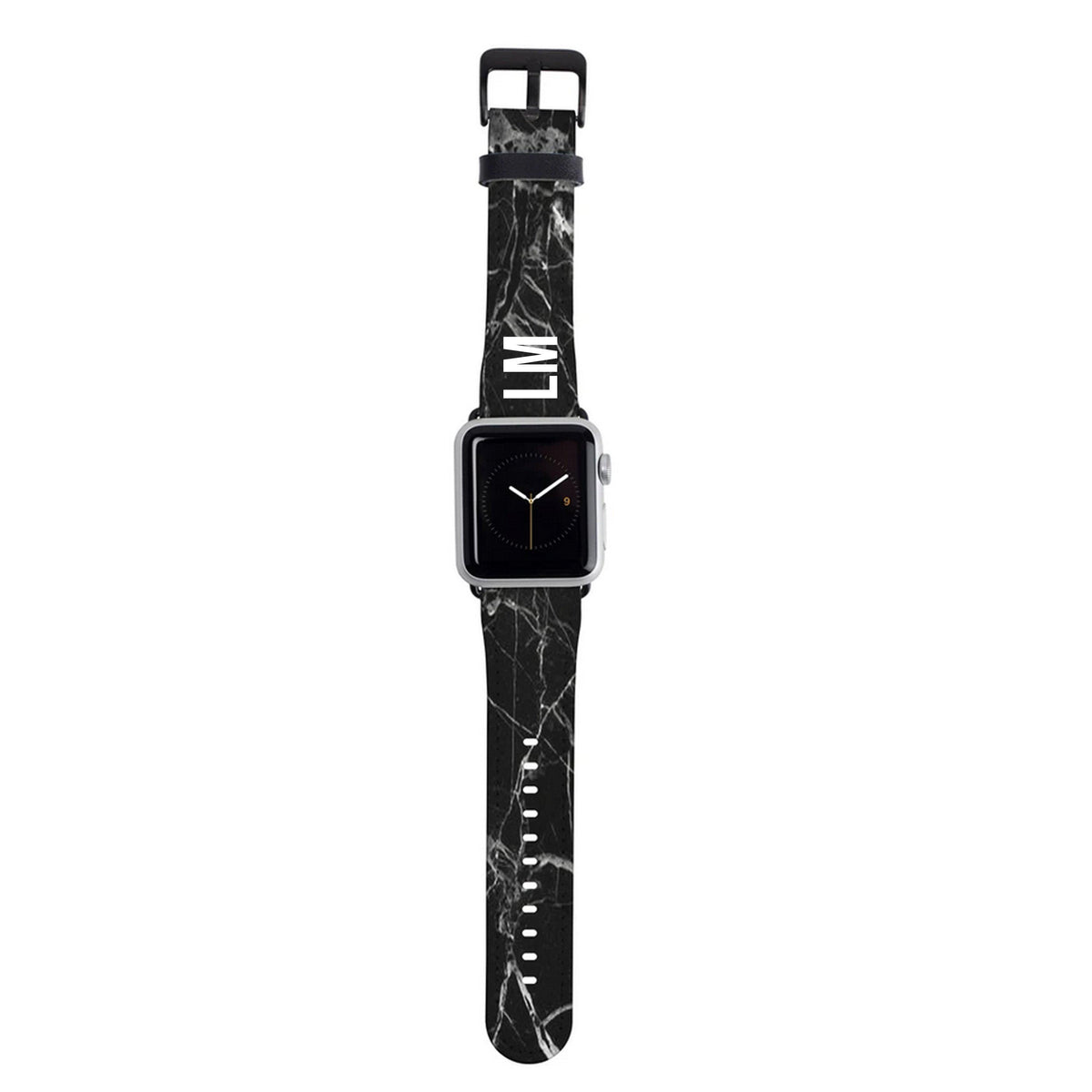Personalised Personalised Black Marble Apple Watch Strap LIVE x MAINTAIN
