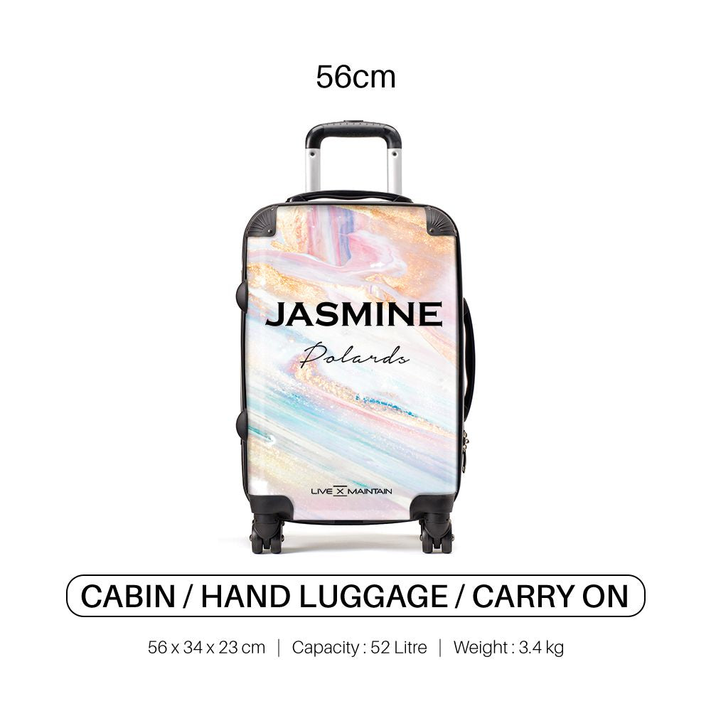 Personalised Blush Marble Name Suitcase