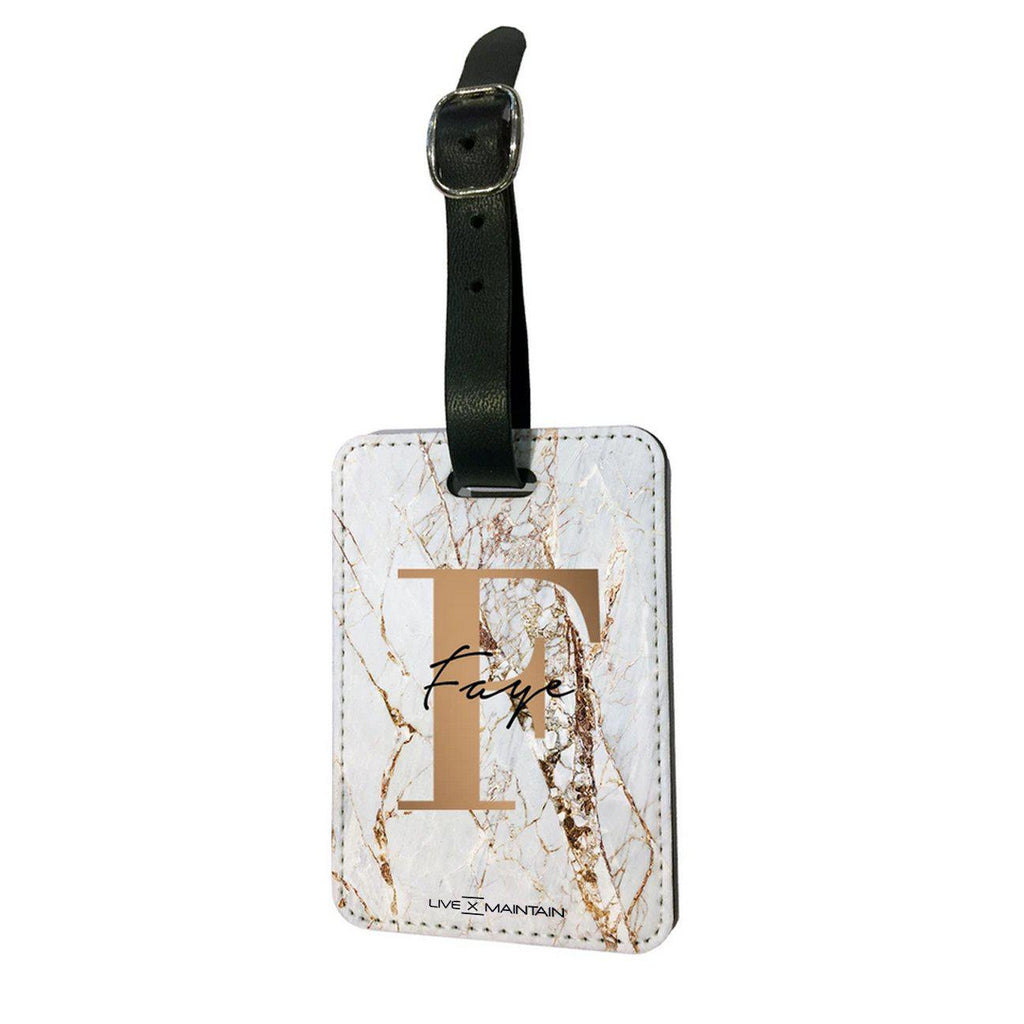 Personalised Cracked Marble Bronze Initial Luggage Tag