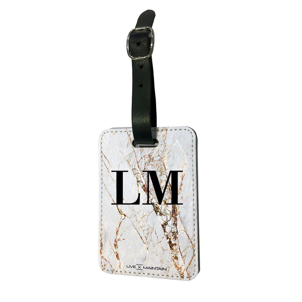 Personalised Cracked Marble Initials Luggage Tag