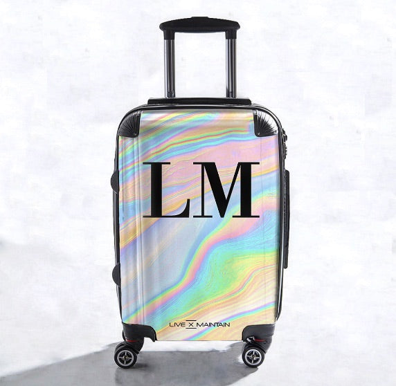 Personalised Holographic Marble Initials Suitcase