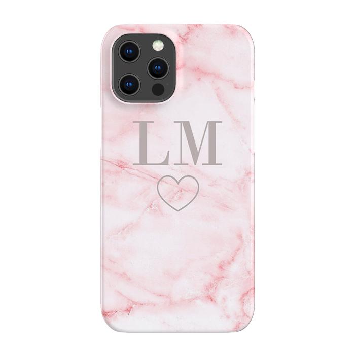 Personalised Cotton Candy Heart Marble Initials Phone Case