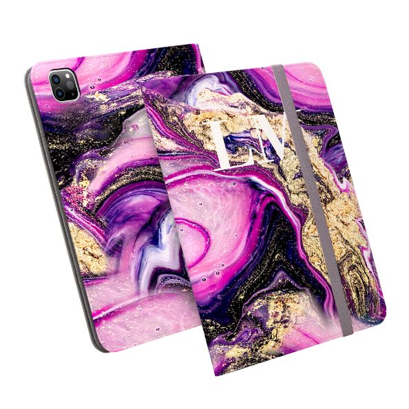Personalised Purple Swirl Marble Initials iPad Pro Case