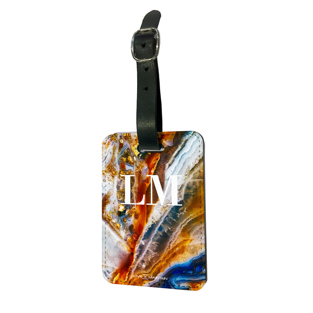 Personalised Colored Stone Marble Initials Luggage Tag