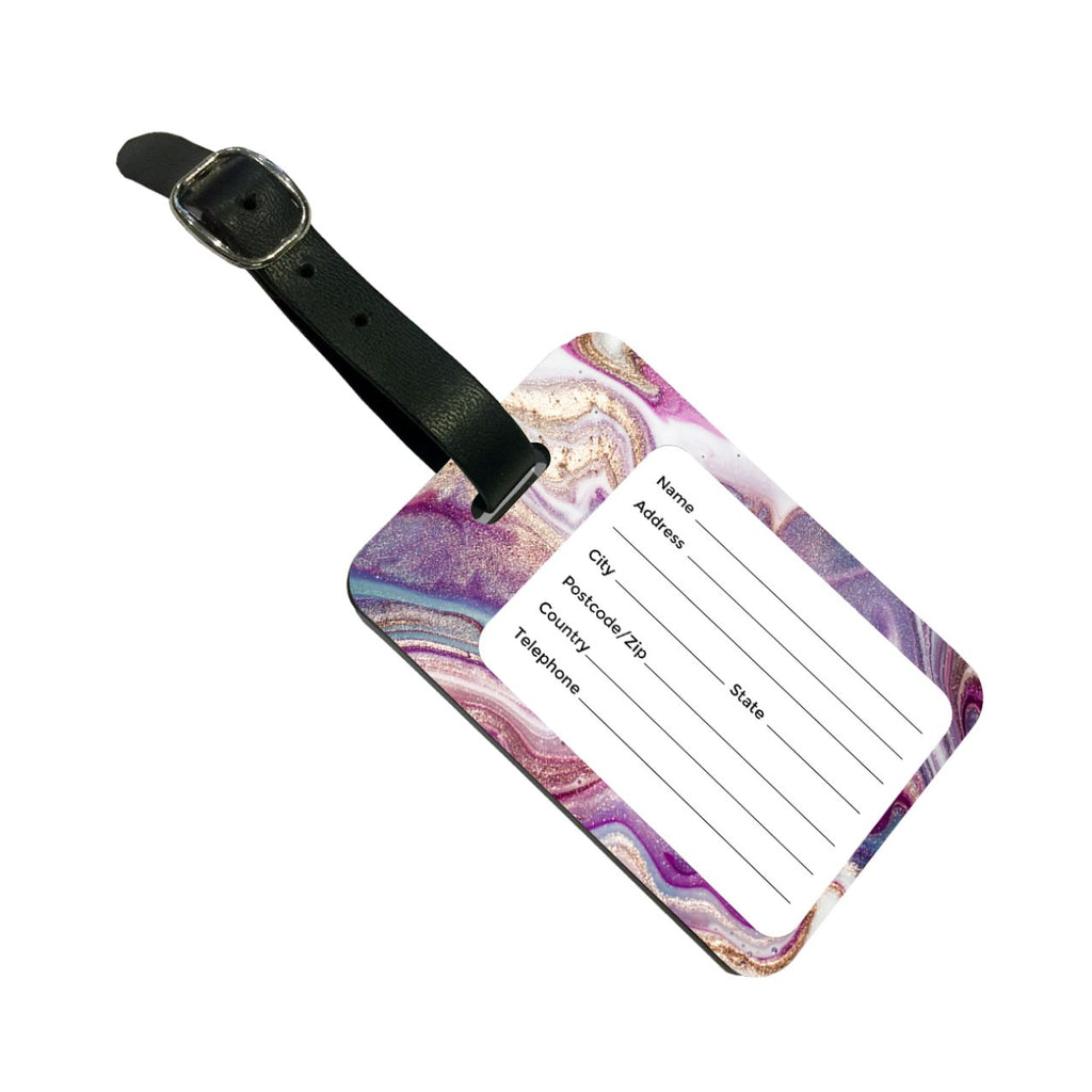 Personalised Violet Marble Initials Luggage Tag