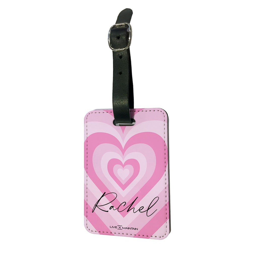 Personalised Pink Heart Latte Luggage Tag