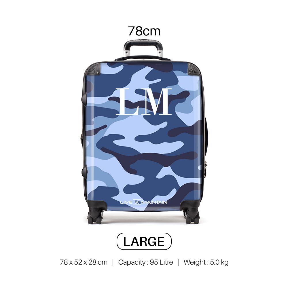 Personalised Blue Camouflage Initials Suitcase