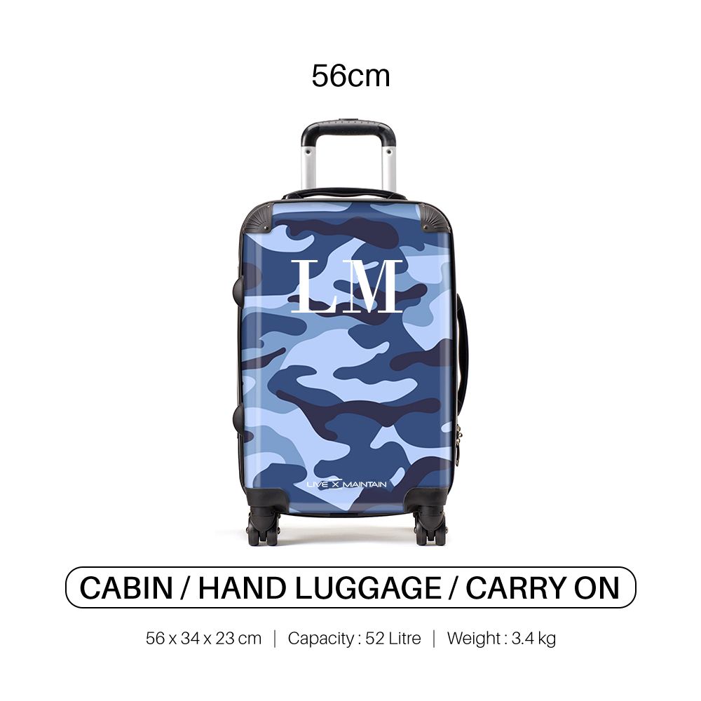 Personalised Blue Camouflage Initials Suitcase