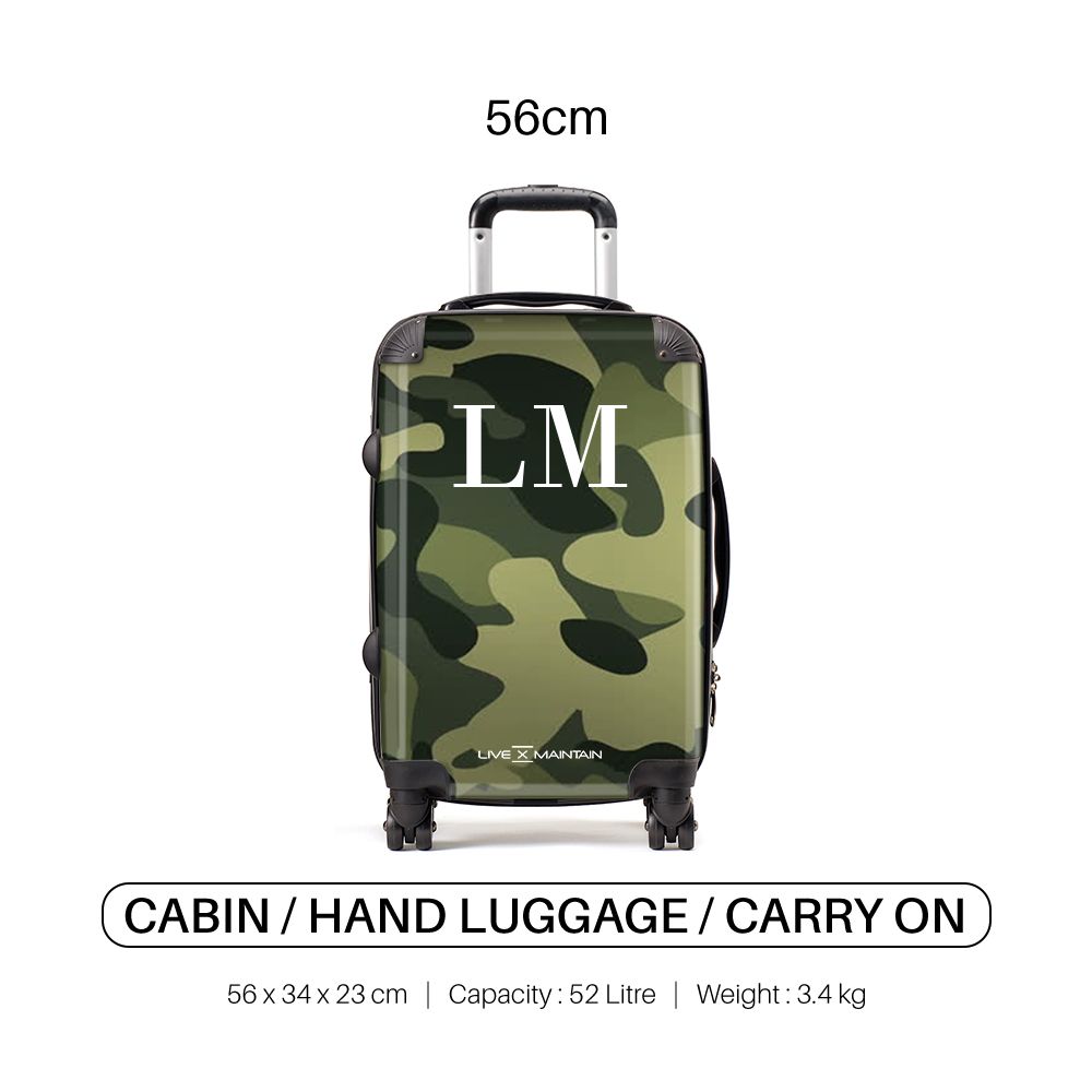 Personalised Green Camouflage Initials Suitcase