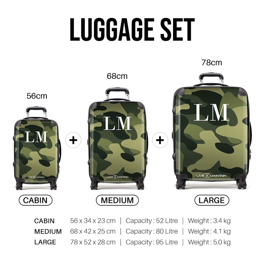 Personalised Green Camouflage Initials Suitcase