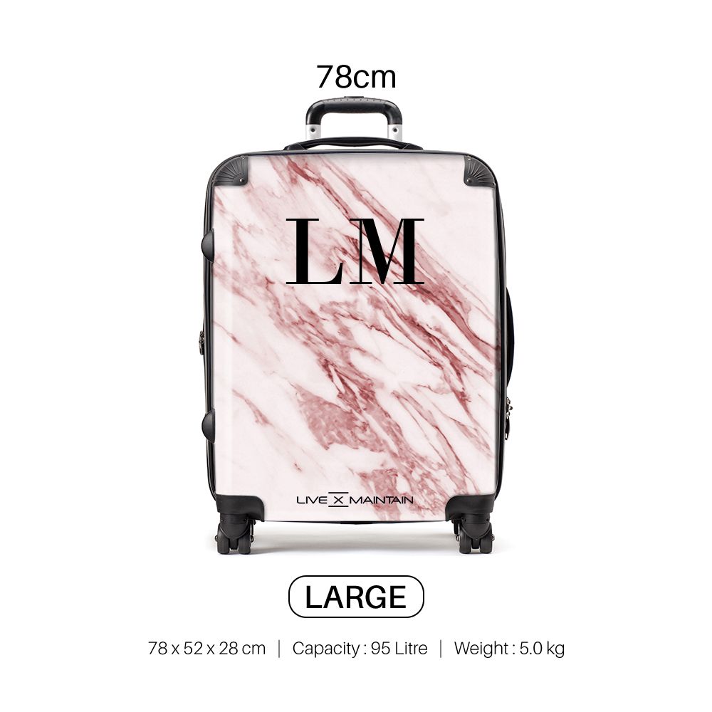 Personalised Rosa Marble Initials Suitcase