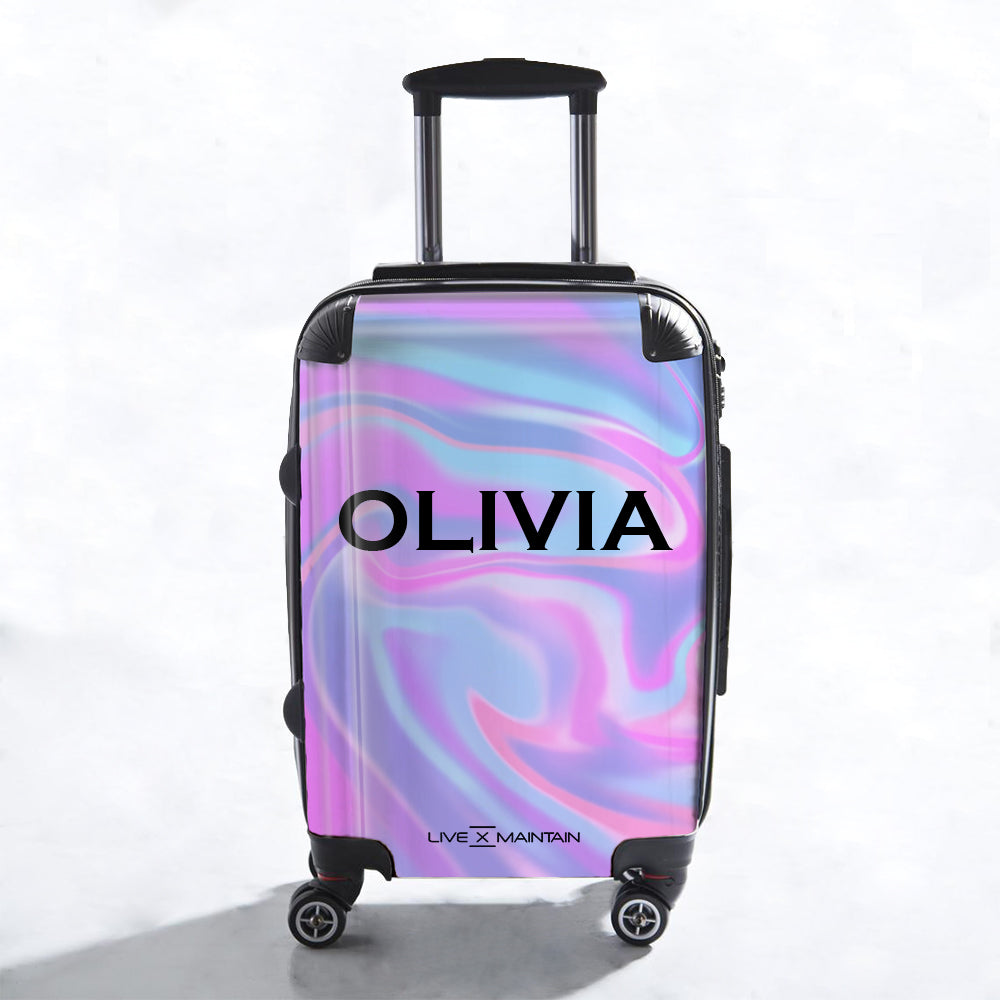 Personalised Luxe Blue Name Suitcase