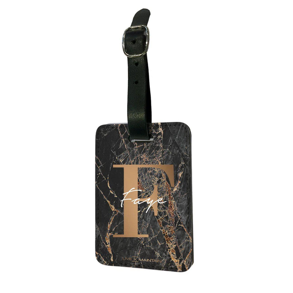 Personalised Slate Marble Bronze Initial Luggage Tag