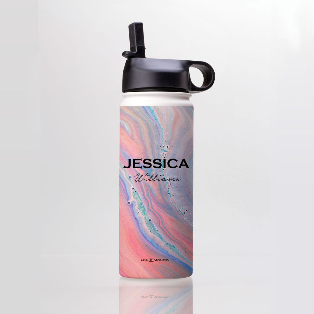Personalised Acrylic Marble Name Stainless Steele Water Bottle