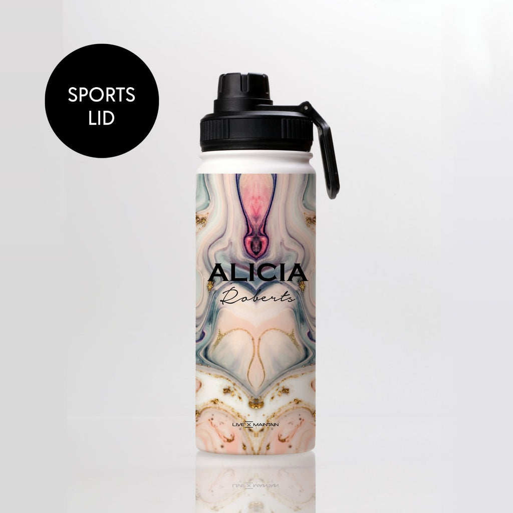 Personalised Fantasia Marble Name Stainless Steele Water Bottle