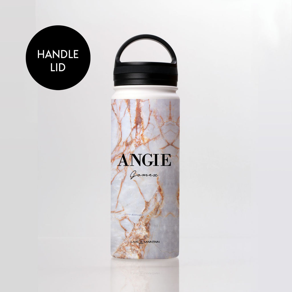 Personalised Fragment Marble Name Stainless Steele Water Bottle