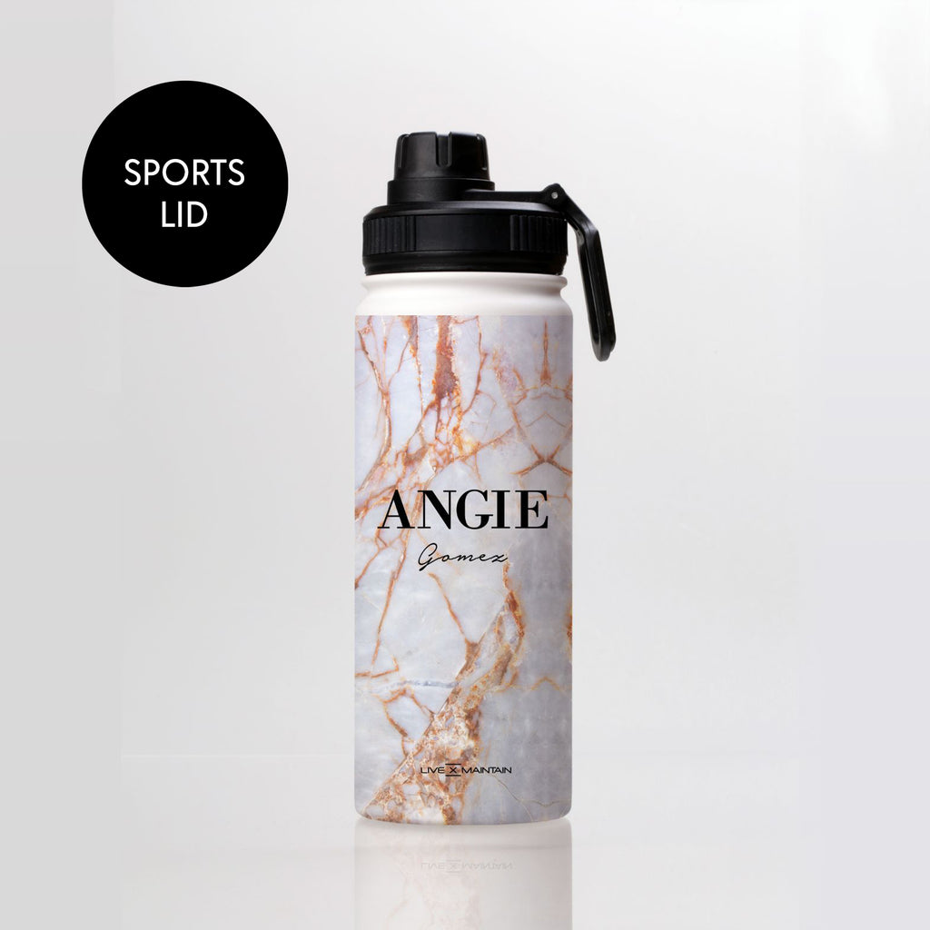 Personalised Fragment Marble Name Stainless Steele Water Bottle
