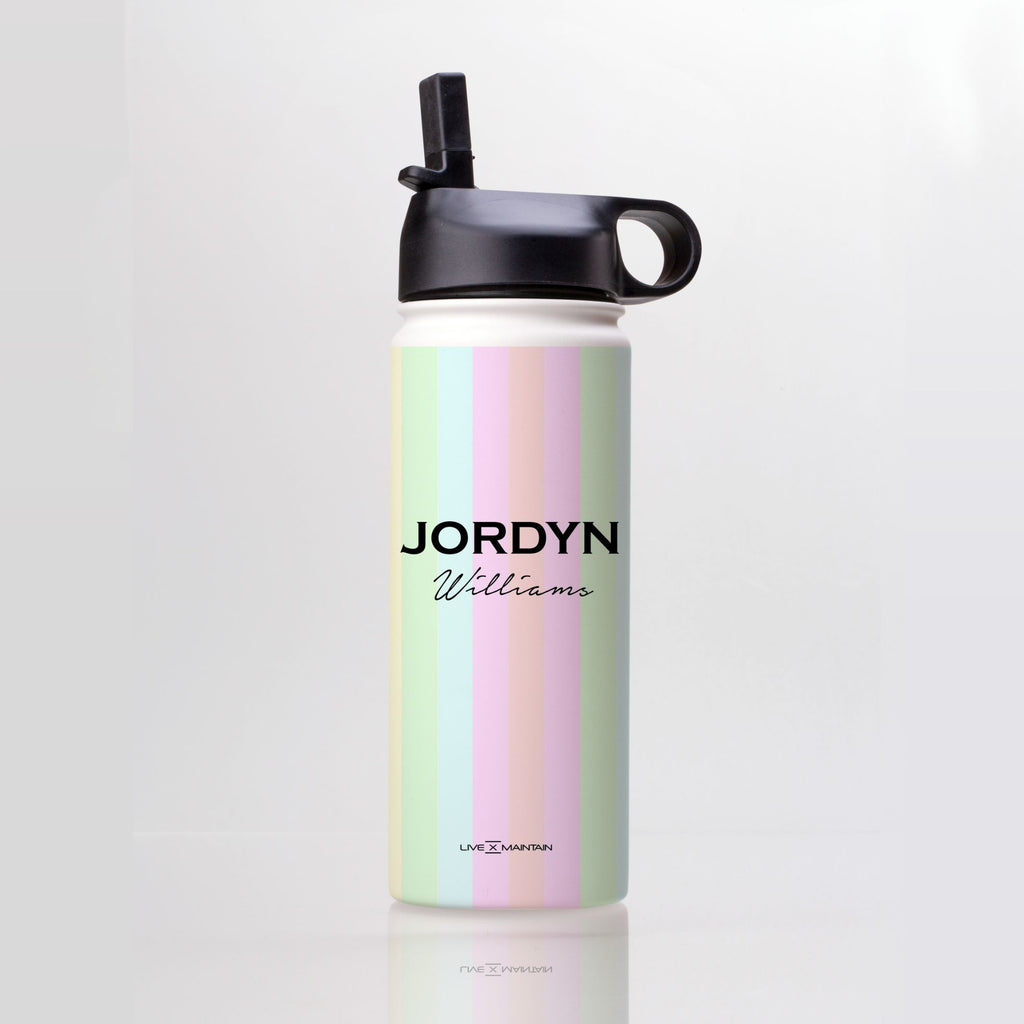 Personalised Pastel Stripes Stainless Steele Water Bottle