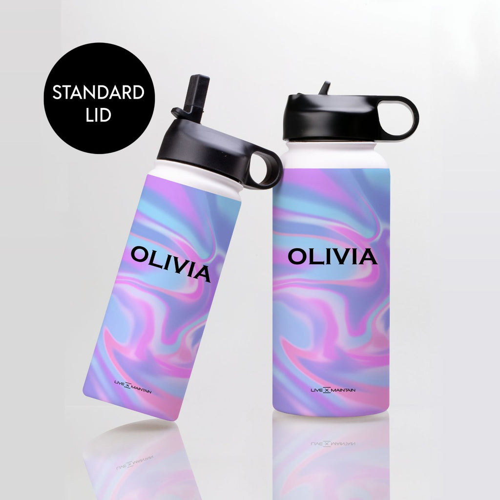 Personalised Luxe Blue Name Stainless Steele Water Bottle