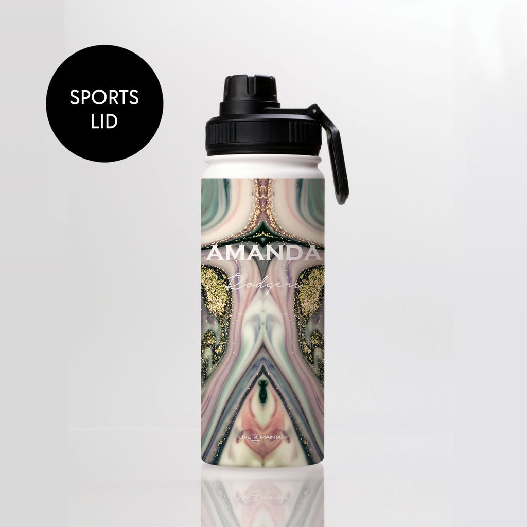 Personalised Swirl Marble Name Stainless Steele Water Bottle