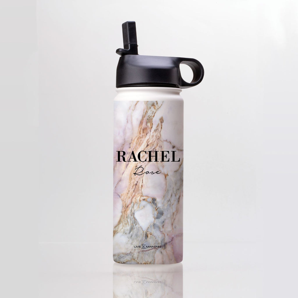 Personalised White Galaxy Marble Name Stainless Steele Water Bottle