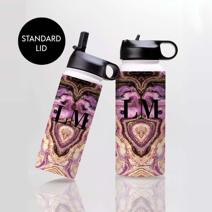 Personalised Gouache Marble initial Stainless Steele Water Bottle
