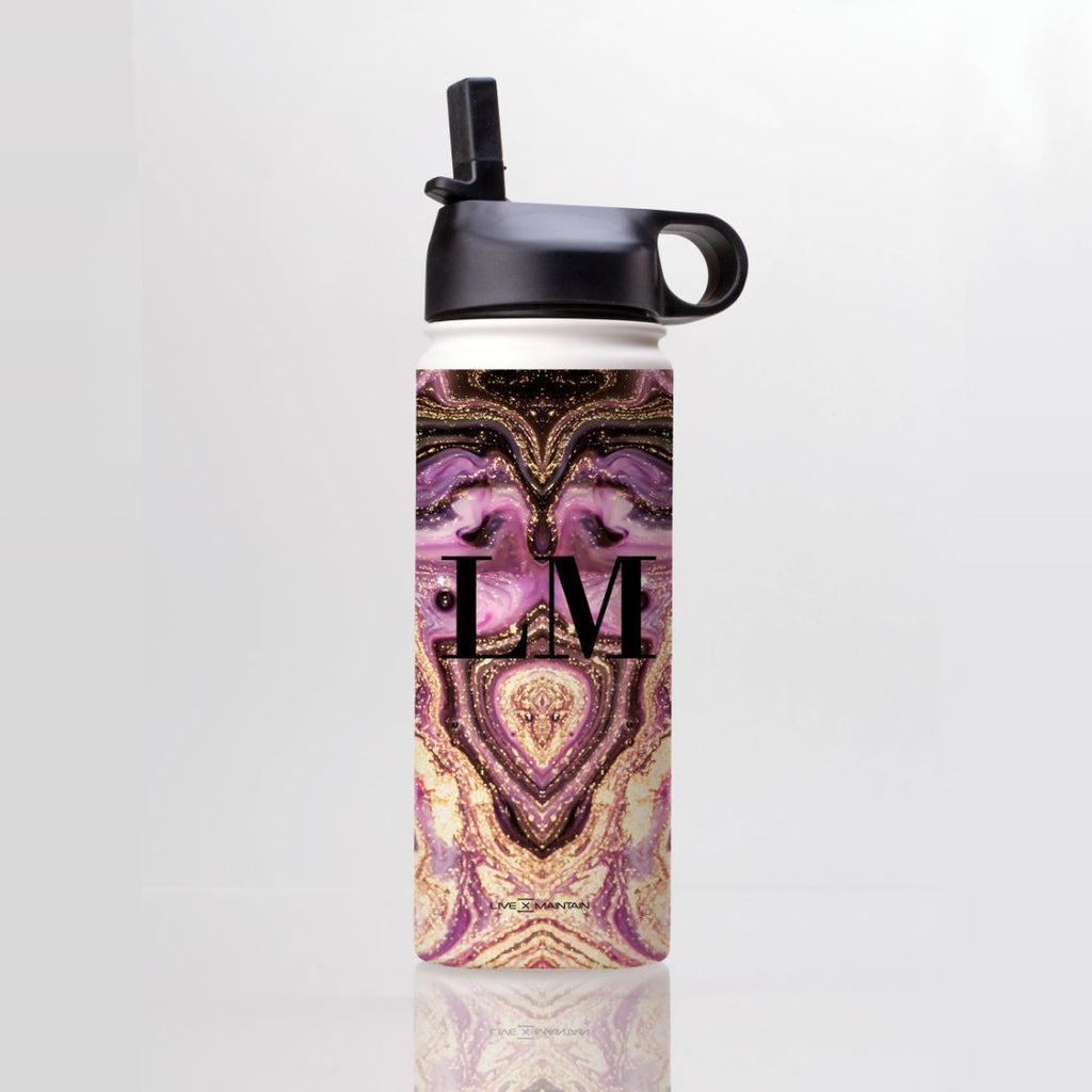Personalised Gouache Marble initial Stainless Steele Water Bottle
