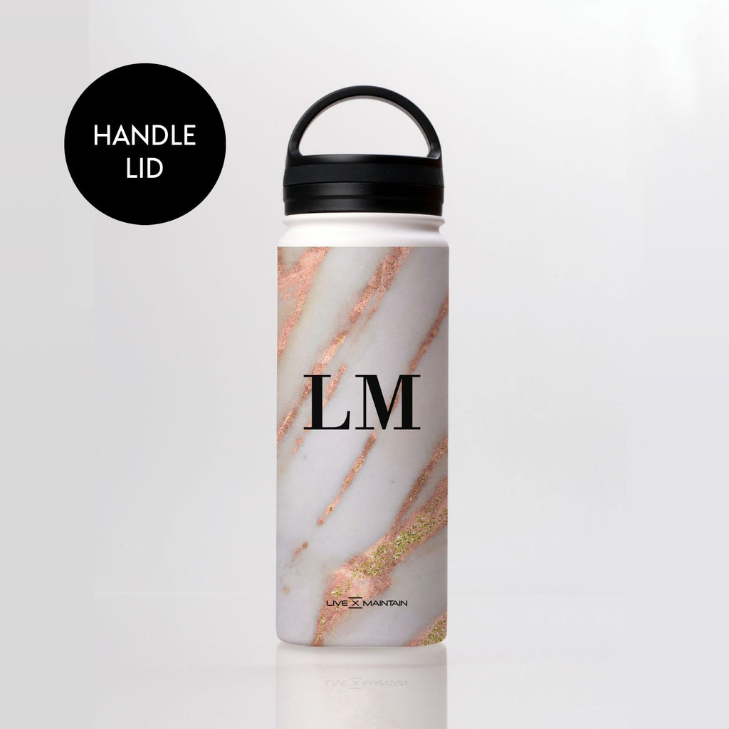 Personalised Aprilia Marble Initials Stainless Steele Water Bottle