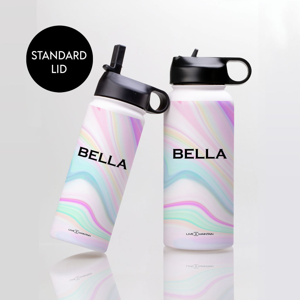 Personalised Pastel Swirl Name Stainless Steele Water Bottle