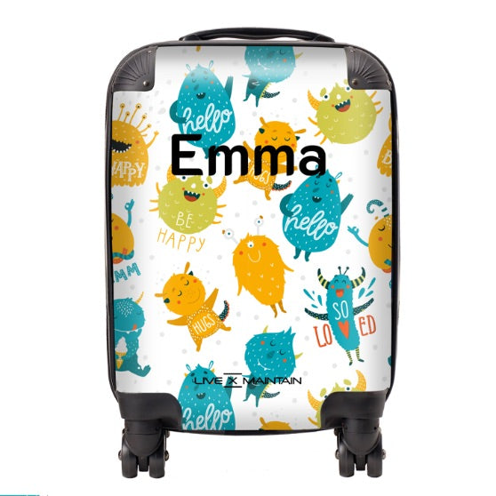 Personalised Cute Monsters Kids Suitcase