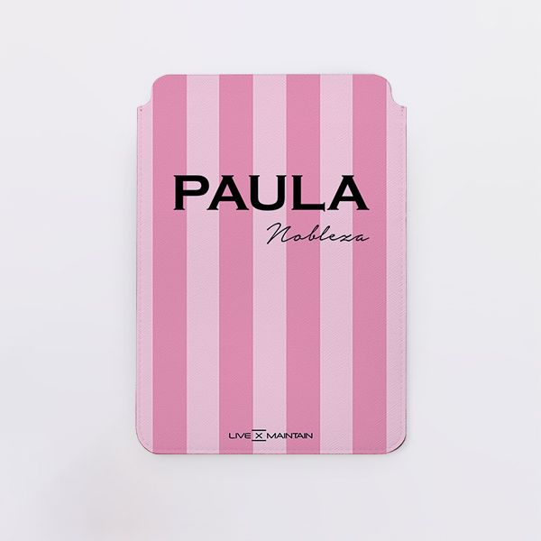 Personalised Pink Stripe Saffiano Leather Tablet/Laptop Sleeve