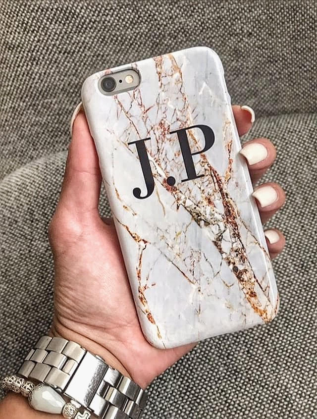 Personalised Cracked Marble Initials Phone Case