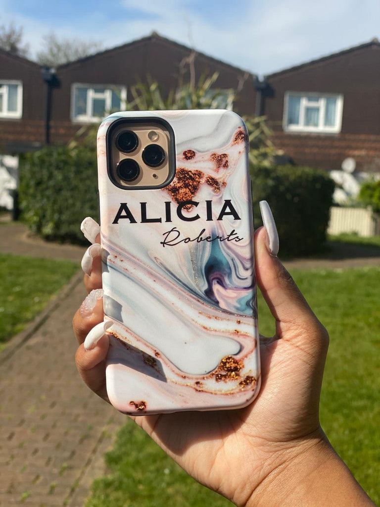 Personalised Fantasia Marble Name Samsung Galaxy S25 Case