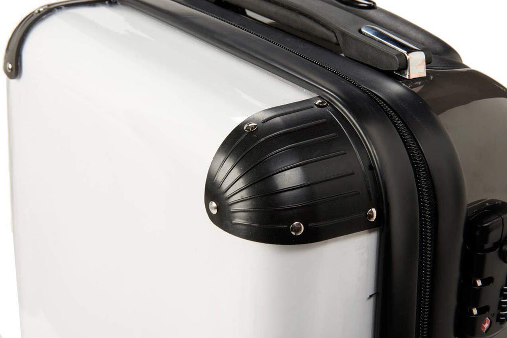 Personalised Black Marble Stripe Initials Suitcase