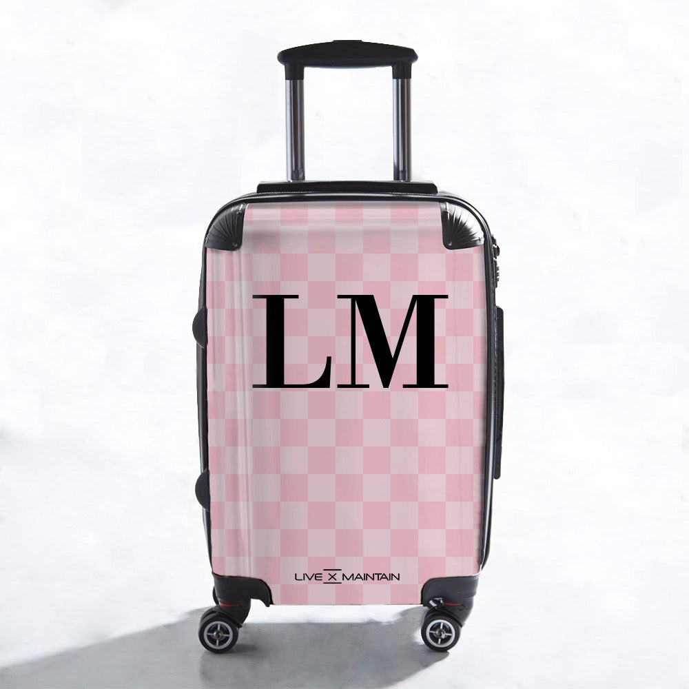 Personalised Pink Square initials Suitcase