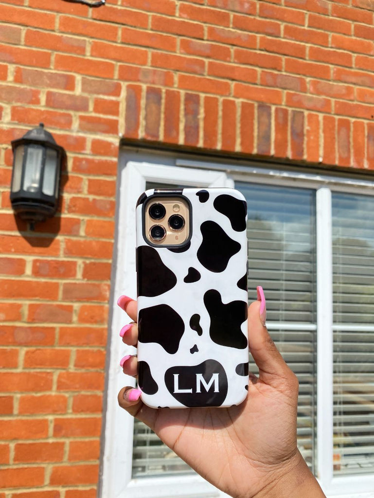 Personalised Cow Print Initials iPhone 16 Plus Case