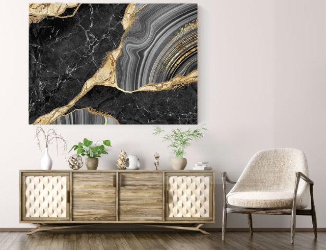 Black and Gold Marble Canvas Print Wall Art