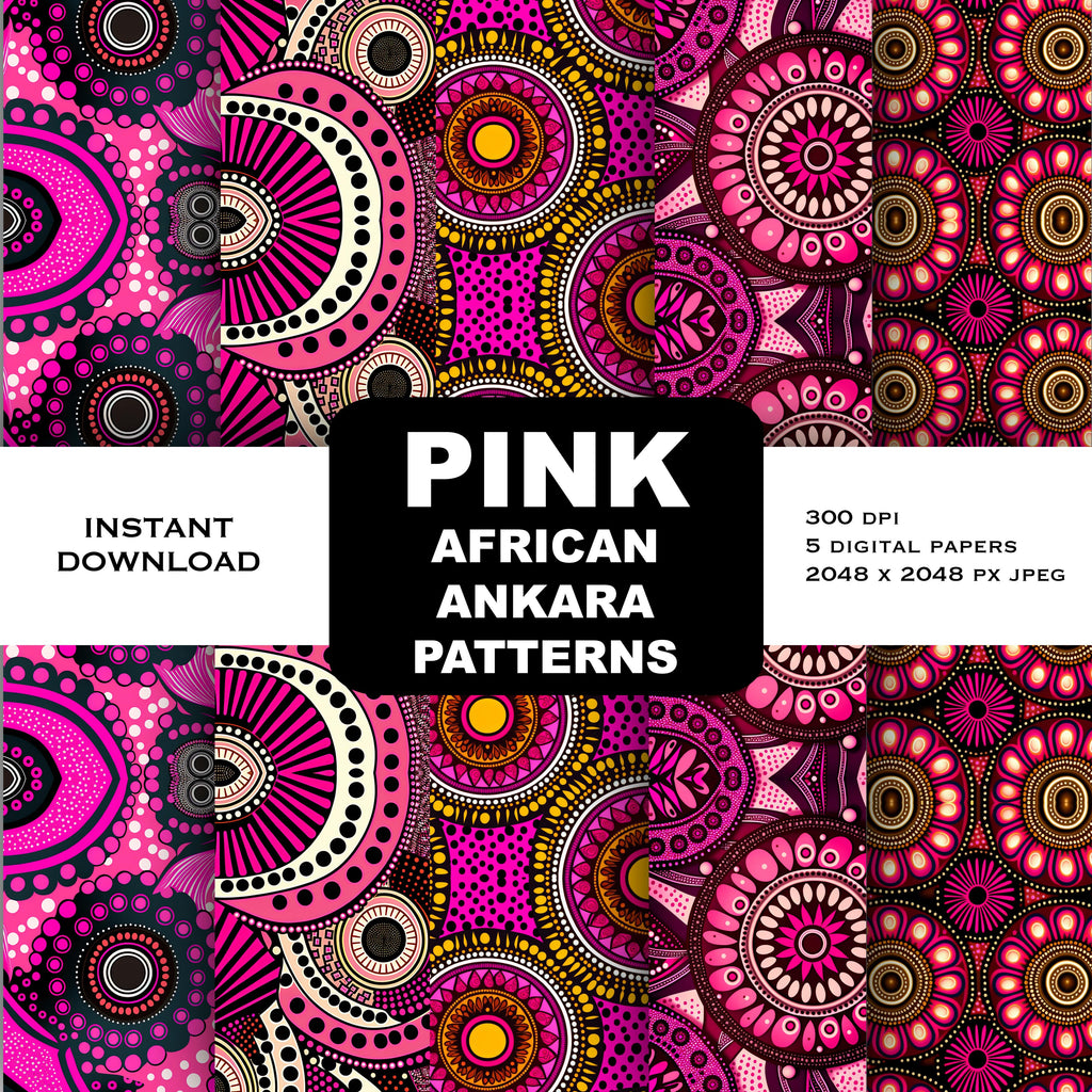 5 Pink Ankara African Wax Fabric High Res Backgrounds