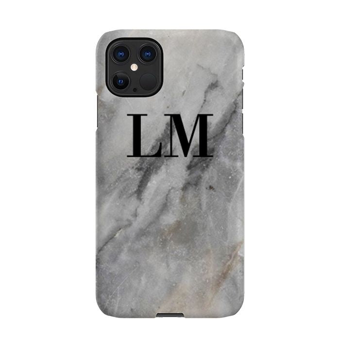 Personalised Grey Stone Marble Initials Initials iPhone 16 Pro Max Case